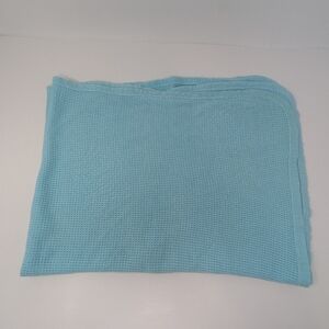 Vintage Carter's Aqua Blue Green Waffle Weave Thermal Blanket Security Receiving